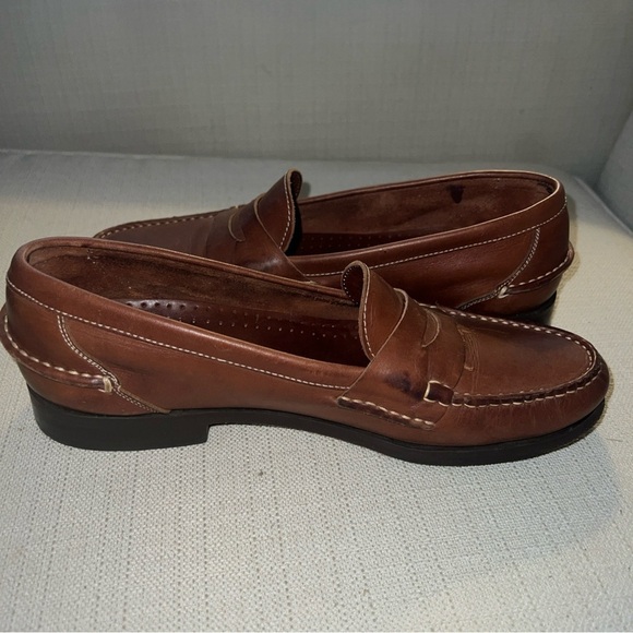 Brass Boot Brown Leather Penny Loafers Shoes Slip On Walking Gloves Men's 7.5M - Picture 8 of 11